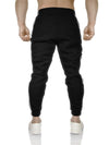 Mens Fleece Skinny Track Pants Jogger Gym Casual Sweat Trackies Warm Trousers - Black/White Stripe - XXL