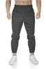 Mens Fleece Skinny Track Pants Jogger Gym Casual Sweat Trackies Warm Trousers - Charcoal Marle/White Stripe - L