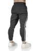 Mens Fleece Skinny Track Pants Jogger Gym Casual Sweat Trackies Warm Trousers - Charcoal Marle/White Stripe - S