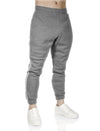 Mens Fleece Skinny Track Pants Jogger Gym Casual Sweat Trackies Warm Trousers - Grey Marle/White Stripe - L