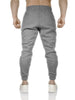 Mens Fleece Skinny Track Pants Jogger Gym Casual Sweat Trackies Warm Trousers - Grey Marle/White Stripe - S