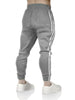 Mens Fleece Skinny Track Pants Jogger Gym Casual Sweat Trackies Warm Trousers - Grey Marle/White Stripe - XXL