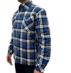 Mens QUILTED FLANNELETTE SHIRT 100% COTTON Flannel Jacket Padded Long Sleeve - Black/Navy/White (Quilted) - S