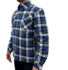 Mens QUILTED FLANNELETTE SHIRT 100% COTTON Flannel Jacket Padded Long Sleeve - Black/Navy/White (Quilted) - S