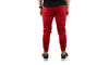 Mens Skinny Track Pants Joggers Trousers Gym Casual Sweat Cuffed Slim Trackies Fleece - Red - 3XL