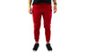 Mens Skinny Track Pants Joggers Trousers Gym Casual Sweat Cuffed Slim Trackies Fleece - Red - L