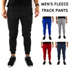 Mens Skinny Track Pants Joggers Trousers Gym Casual Sweat Cuffed Slim Trackies Fleece - Red - M