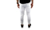 Mens Skinny Track Pants Joggers Trousers Gym Casual Sweat Cuffed Slim Trackies Fleece - White - L