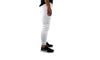 Mens Skinny Track Pants Joggers Trousers Gym Casual Sweat Cuffed Slim Trackies Fleece - White - L