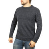 100% SHETLAND WOOL CREW Round Neck Knit JUMPER Pullover Mens Sweater Knitted - Navy (45) - 5XL