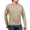 100% SHETLAND WOOL CREW Round Neck Knit JUMPER Pullover Mens Sweater Knitted - Beige (03) - XL