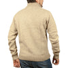 100% SHETLAND WOOL Half Zip Up Knit JUMPER Pullover Mens Sweater Knitted - Oat Marle (03) - 4XL