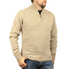 100% SHETLAND WOOL Half Zip Up Knit JUMPER Pullover Mens Sweater Knitted - Oat Marle (03) - XXL