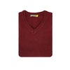 100% Shetland Wool V Neck Knit Jumper Pullover Mens Sweater Knitted - Burgundy (97) - L