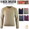 100% Shetland Wool V Neck Knit Jumper Pullover Mens Sweater Knitted - Burgundy (97) - M