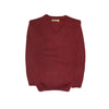 100% Shetland Wool V Neck Knit Jumper Pullover Mens Sweater Knitted - Burgundy (97) - XL