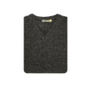 100% Shetland Wool V Neck Knit Jumper Pullover Mens Sweater Knitted - Charcoal (29) - XXL