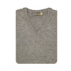 100% Shetland Wool V Neck Knit Jumper Pullover Mens Sweater Knitted - Grey (21) - S