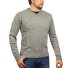 100% Shetland Wool V Neck Knit Jumper Pullover Mens Sweater Knitted - Grey (21) - XXL