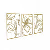 3 Piece Gold Flower Metal Wall Decor Abstract Floral Aesthetic Set of 3