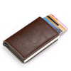 RFID Blocking Quality Leather Credit Card Holder Wallet With Pop Up Card Case