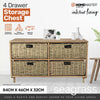 Home Master 4 Drawer Natural Seagrass Wooden Storage Chest Stylish 46cm