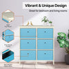 Home Master 6 Drawer Pine Wood Storage Chest Sky Blue Fabric Baskets 70 x 80cm