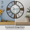 Home Master Wall Clock Large Vintage Design Stylish Metal Accents 60cm