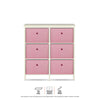 Home Master 6 Drawer Pine Wood Storage Chest Pink Fabric Baskets 70 x 80cm