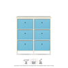 Home Master 6 Drawer Pine Wood Storage Chest Sky Blue Fabric Baskets 70 x 80cm